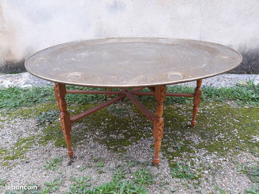 Table basse plateau en cuivre (image 2)