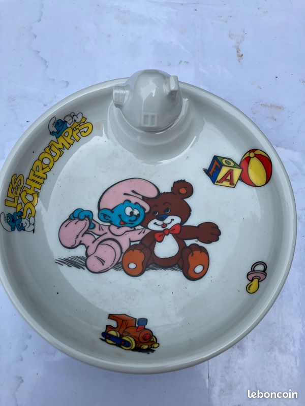 Assiette a bouillie pörcelaine "les schtroumpfs (image 2)