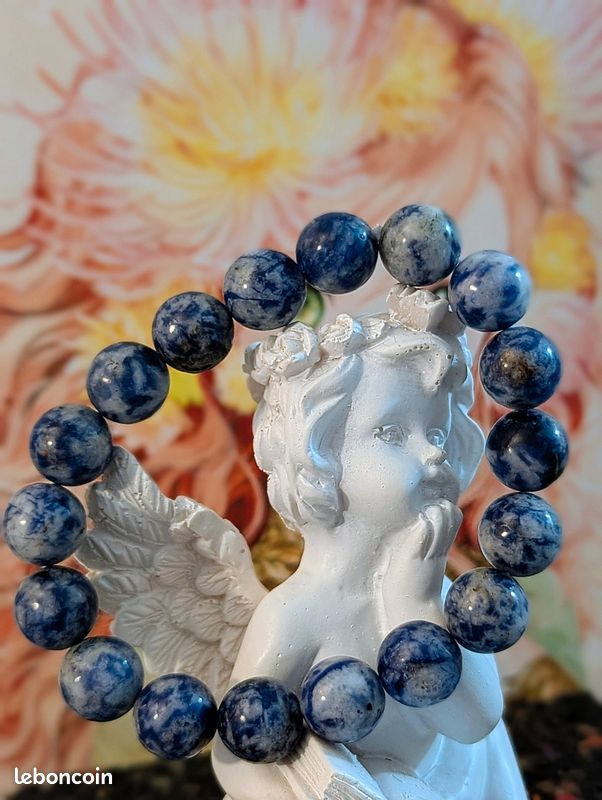 Bracelet En Perles De Sodalite 10 Mm - Longueur 19-20 Cm, Bleu, Neuf Avec étiquettes !
