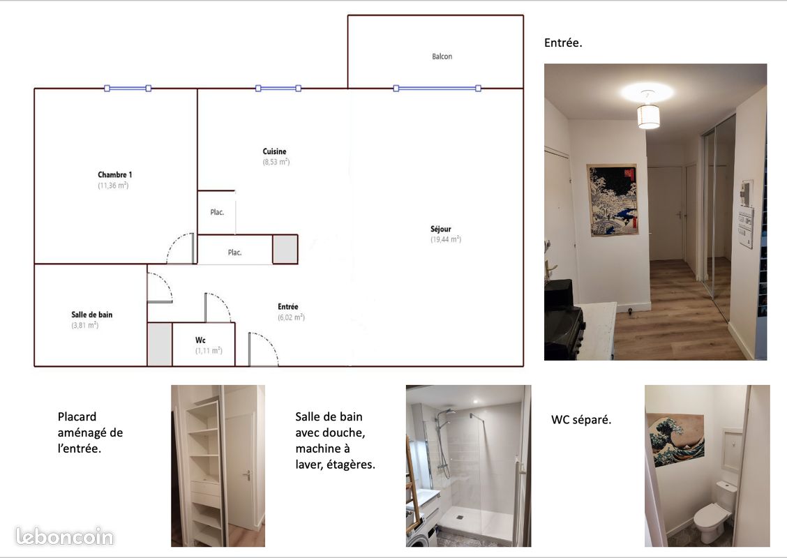 Appartement 2 pièces 50 m² · à Sainte-Foy-lès-Lyon · 50 m² · 1 050 €