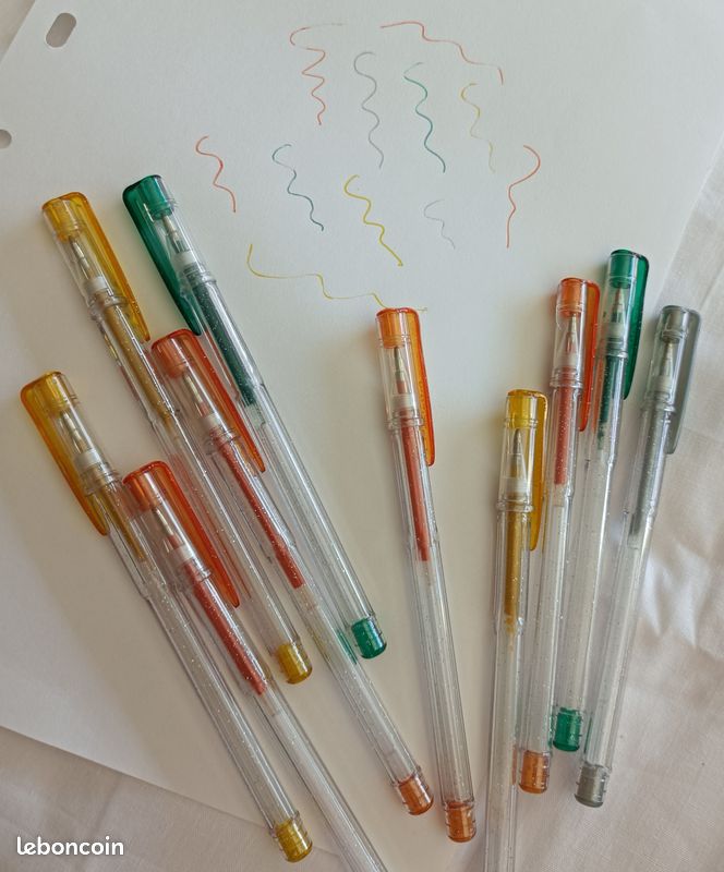 703- Lot de 10 stylos gel glitter pailletés (image 1)
