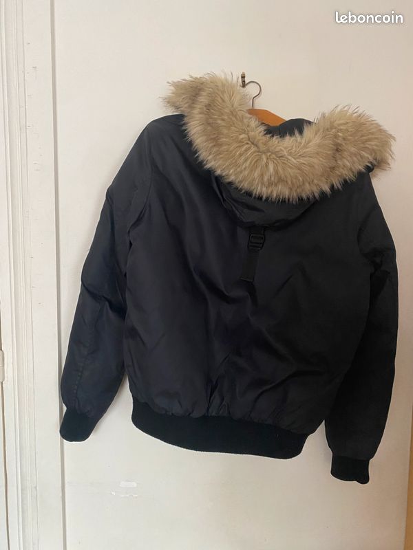 Blouson aviateur homme noir avec capuche reglable (image 2)