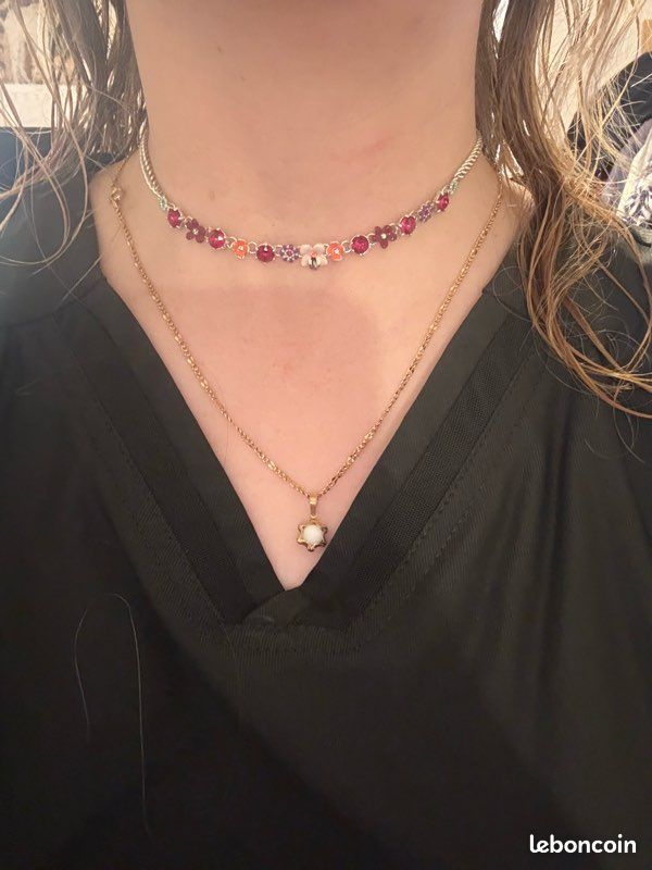 Ensemble 2 Colliers Ras-du-Cou Or Rose Happiness Boutique - Bijoux Minimalistes Acier Inoxydable
