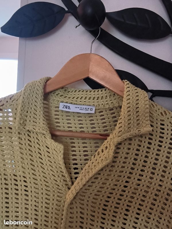 Pull Zara Homme Tricoté Gris Et Rose - Taille M, Occasion En Très Bon état