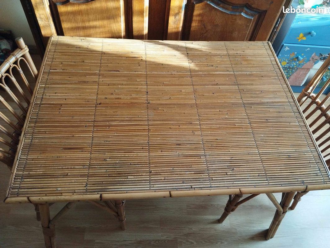 Table et chaise rotin vintage fabrication Française artisanale (image 3)