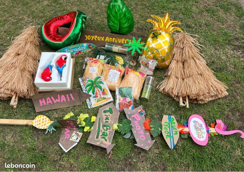 Parasol en paille Anniversaire tahitien décoration hawaïenne deco Tahiti parasol paille (image 1)