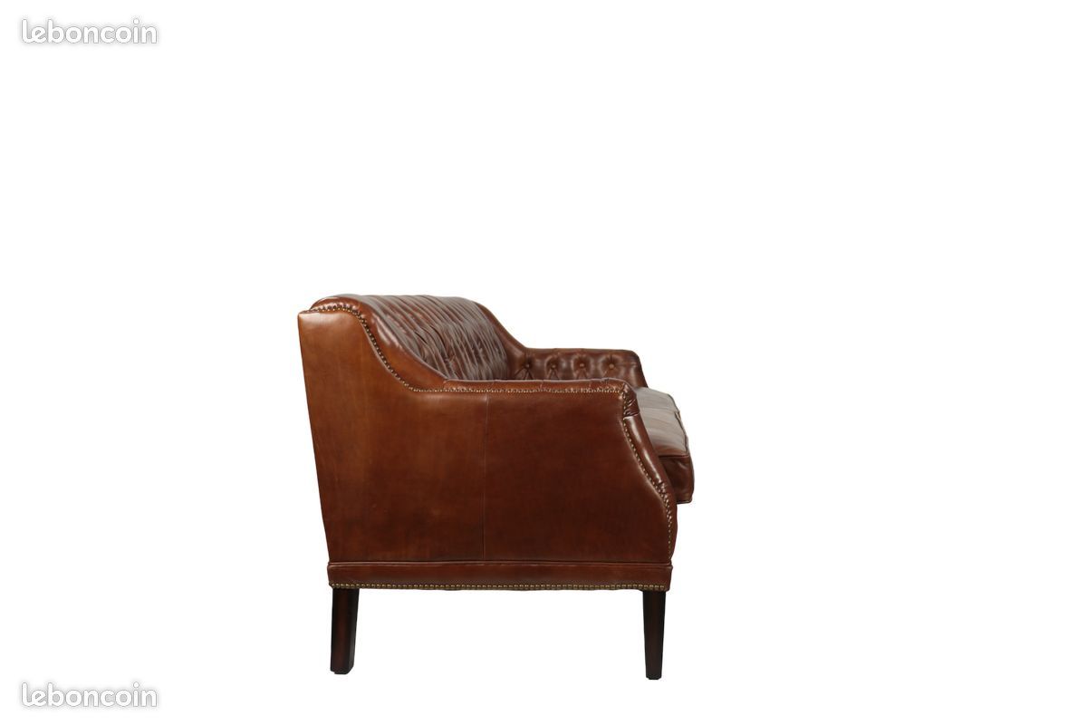 Canapé Chesterfield club en Cuir Vintage - livraison offerte - Decoduweb (image 3)