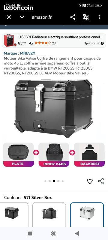 Top case de moto universel 45L étanche pour casque