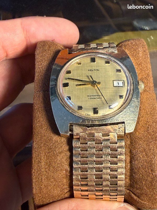 Montre Vintage Kelton France - À Quartz - Cadran Blanc - Bracelet Acier - Occasion