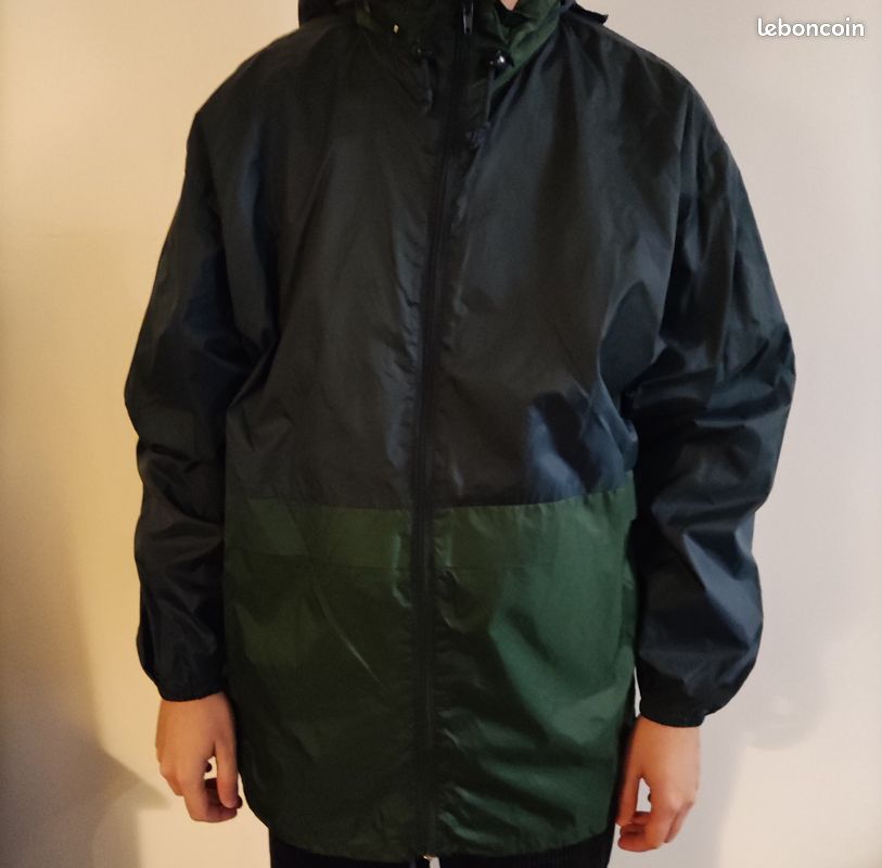 Coupe-Vent Bleu marine et vert vintage Homme Taille M Vêtements