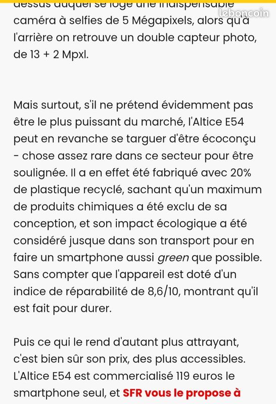 Smartphone Android Altice E54 batterie amovible 32Go double sim comme neuf (image 5)
