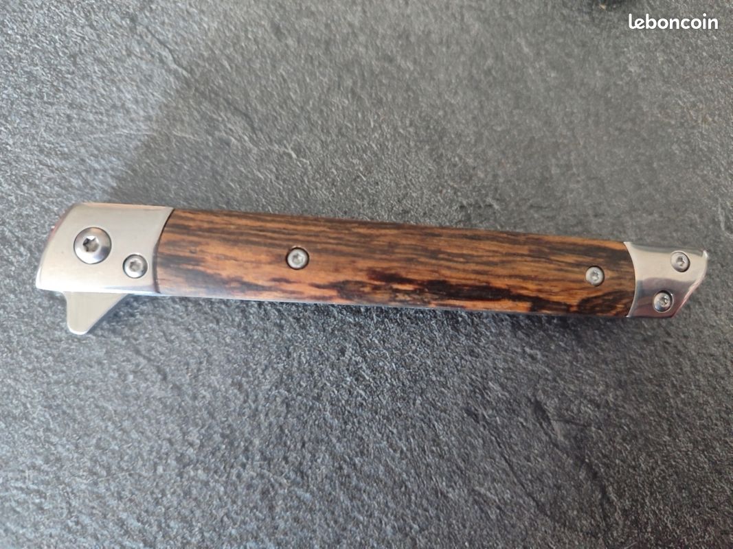 Couteau pliant de randonnée NEUF + Étui étui simili cuir (Longueur total 20,5 cm) (image 2)
