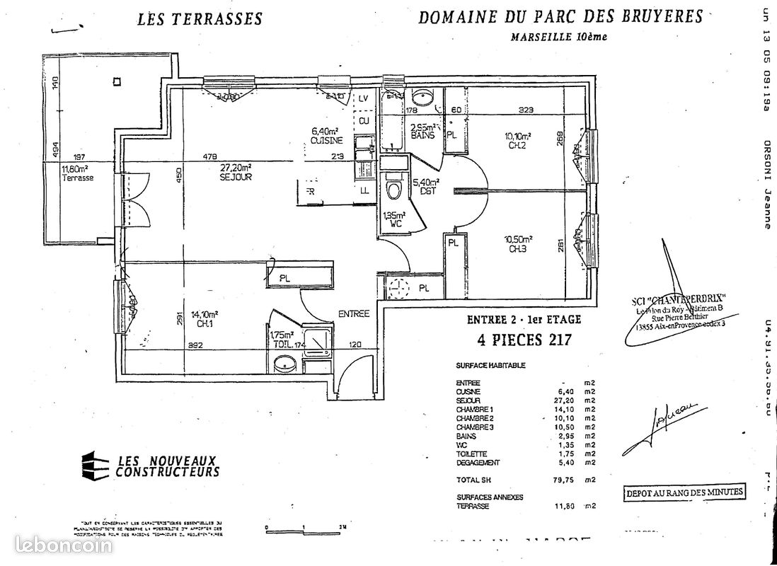 VENTE DIRECTE PROPRIÉTAIRE – 13010 LES TROIS PONTS – T4 LUMINEUX – TERRASSE 12 m² – PARKING PRIVATIF (image 18)