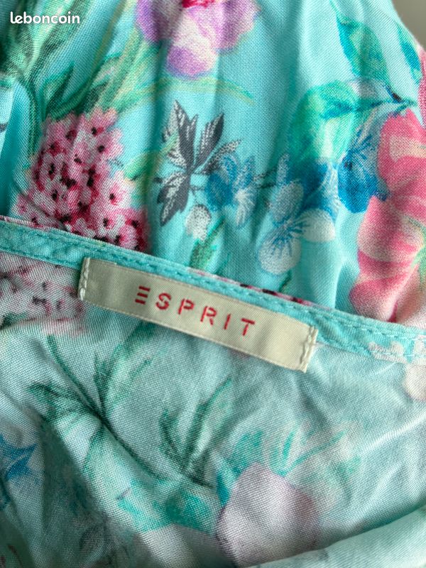 Robe légère turquoise fleurie Esprit - T.S - TBE (image 5)