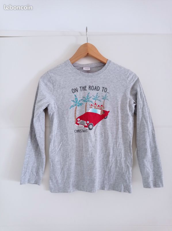 Pull t-shirt manches longues gris garçon 12 ans TAO Tape à l'oeil Bon état Ni tâche ni trou En coton (image 1)