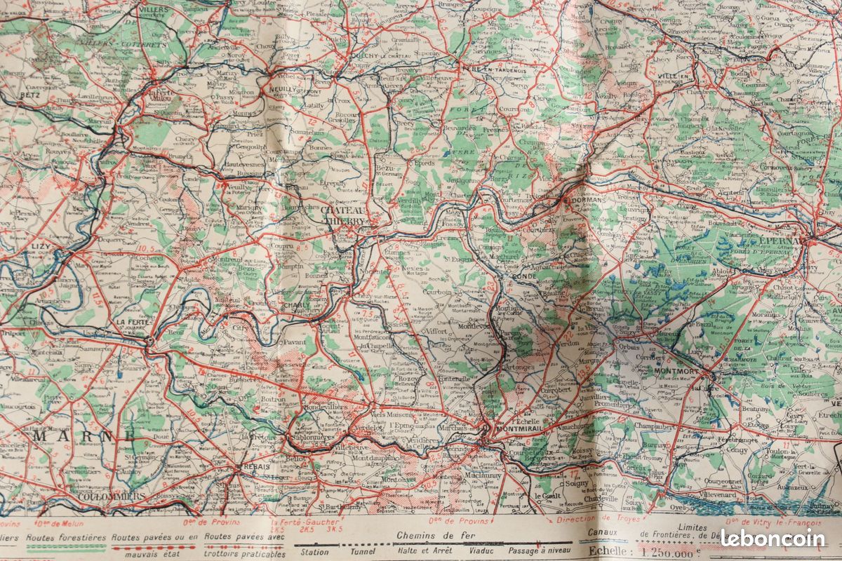 Carte routière ancienne pour Automobilistes et Cyclistes environ PARIS et section Nord-Est (image 6)