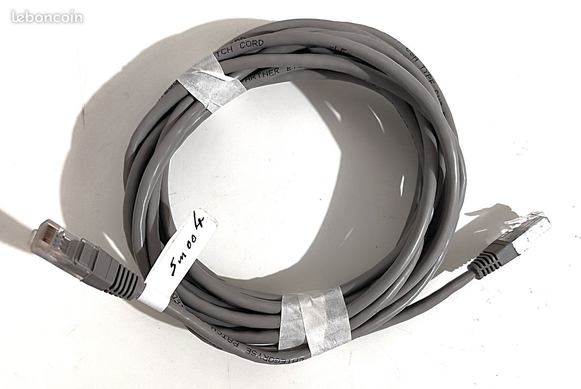Lot De 75 Câbles Ethernet RJ45 Cat5e - 5 Pieds (1,5m) - Gris - Parts Paradise