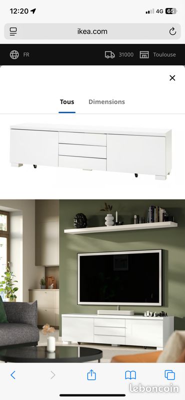 Banc TV BESTÅ BURS, brillant blanc, 180x41x49 cm (image 4)