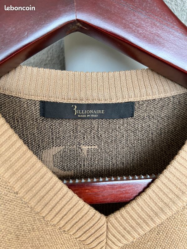 Pull col V Billionnaire en laine mérinos - très bon état - taille M (image 3)