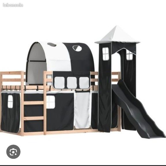 Lit pirate enfant avec toboggan 90x200 (image 1)