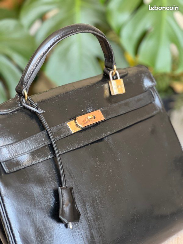 Hermès Kelly 32 noir vintage 1949 – cuir Box (image 5)