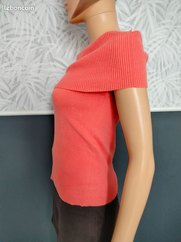 Petit pull à revers corail vintage XS/S N*517 (image 3)