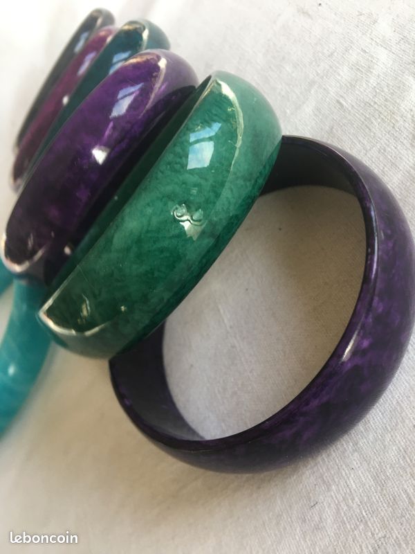 Bracelet Vintage En Bakélite Ou Galalithe - Années 50/60 - Occasion à Patine - Bijou Rétro