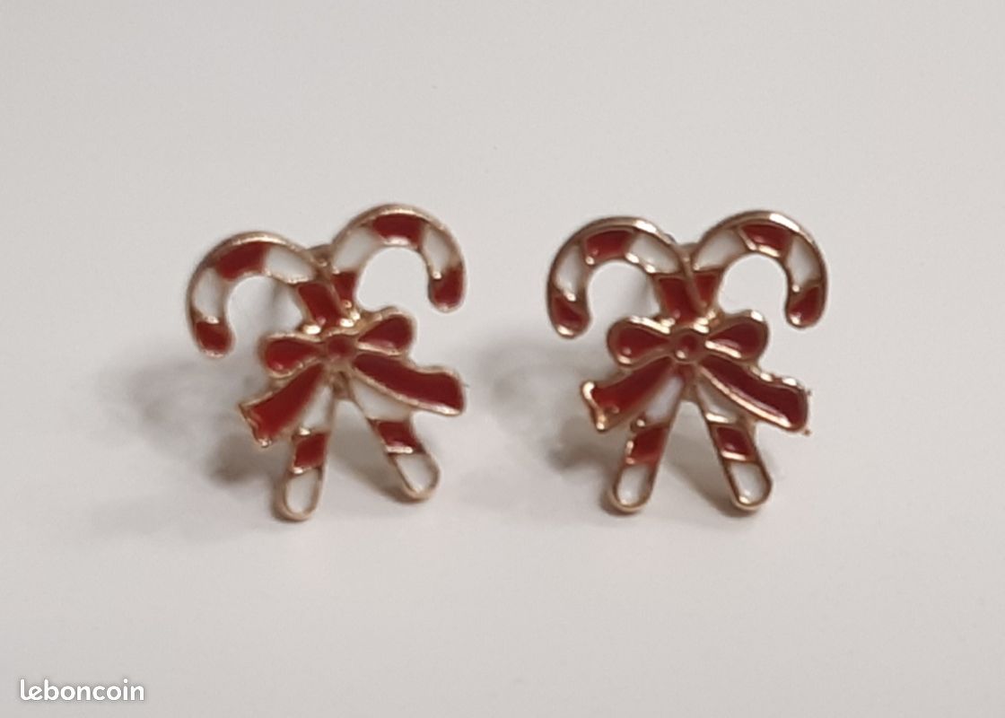 2 Paires De Boucles D'oreilles De Noël – Chat Noir Et Sucre D'orge En Acrylique – Bijoux Festifs Pour Femmes – Cadeau De Fête