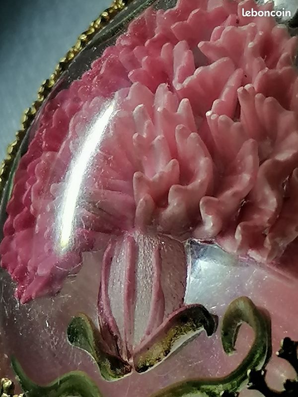 BROCHE ancienne LUCITE gravée EPIS de BLE SCHIBBOLETH & ROSE BLANCHE