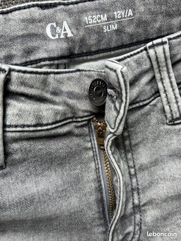 Jean Garçon C&A Gris - Taille 12-13 Ans - Très Bon état - Coupe Skinny
