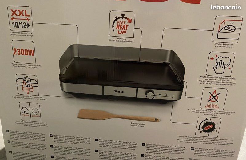 Tefal Plancha électrique Maxi Plancha XXL CB690D12 – Inox – 2300W – Pour 10 à 12 Personnes