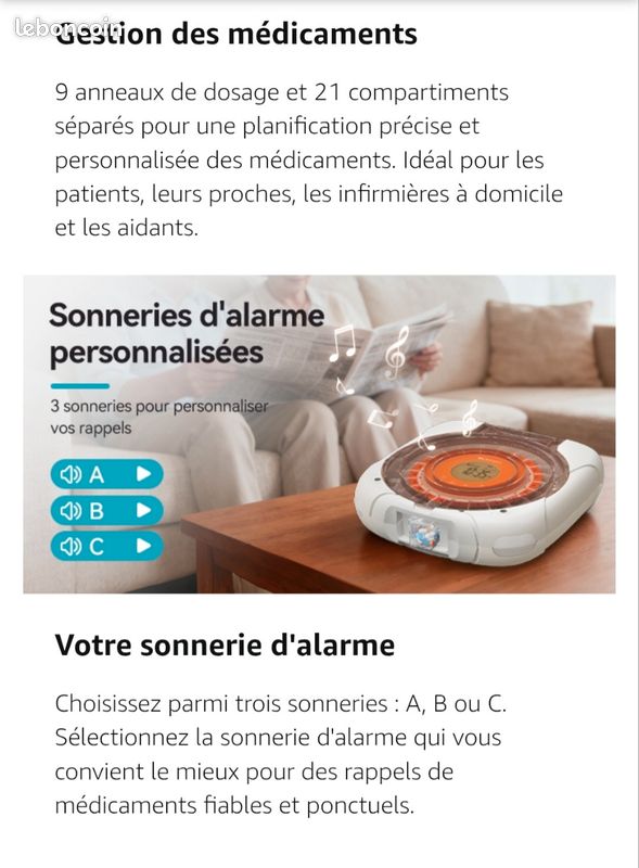 Grand Pilulier Automatique Intelligent NEUF sous cellophane 21 Compartiments Distributeur de Médicaments RETEKENESS TH017 Écran LCD 9 Alarmes Verrouillage Sécurisé Simple pour seniors (image 13)