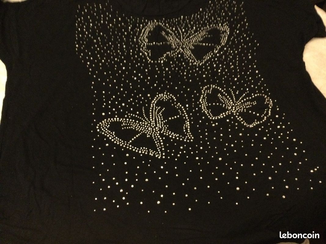 Tee shirt noir papillons (image 4)
