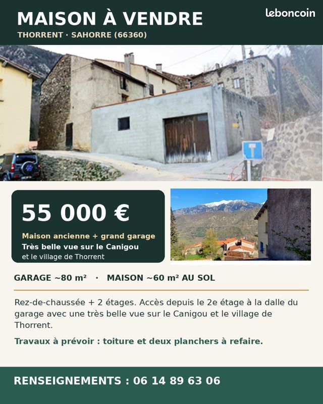 Maison 1 pièce 80 m² · à Sahorre · 80 m² · 55 000 €