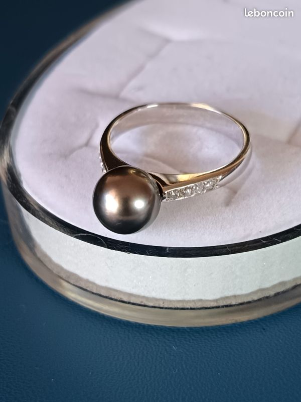 Bague or 18 karat perle tahiti diamants (image 7)