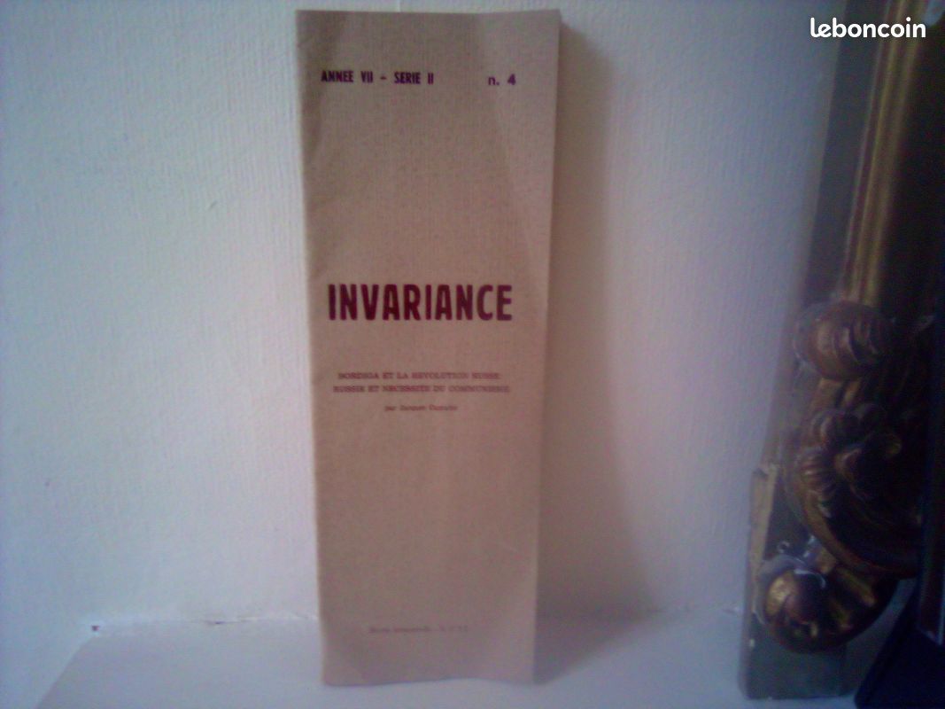 Trés Rare- Revue Invariance - 1974- année VII- série II- no 4 (image 1)