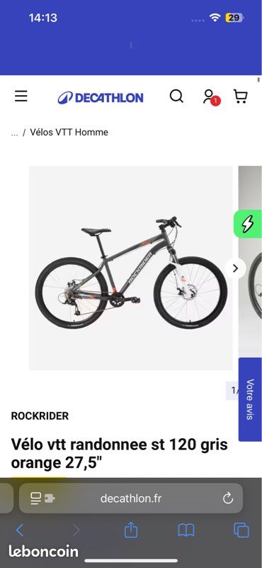 Vélo vtt randonnee st 120 gris orange 27,5 Vélos - Main Image