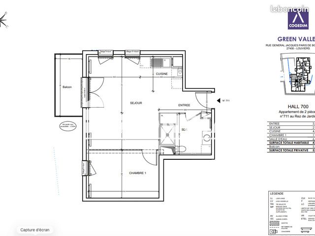 Appartement 2 pièces 47 m² · à Louviers · 47 m² · 623 €