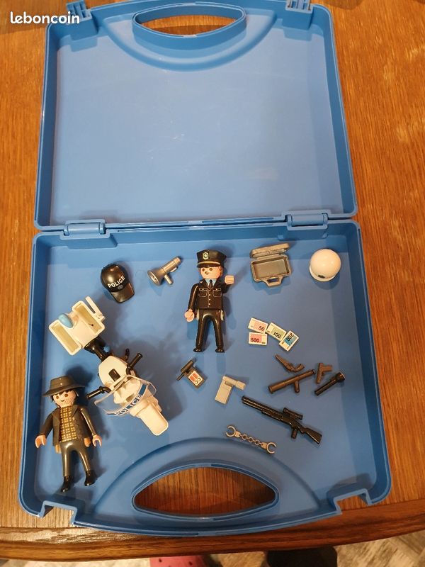 Playmobil Police Policier mallette moto voleur bandit (image 1)