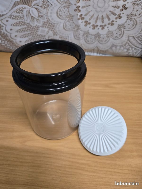 Lot de 3 bols Tupperware cristal transparent avec couvercle noir - Arts de la table