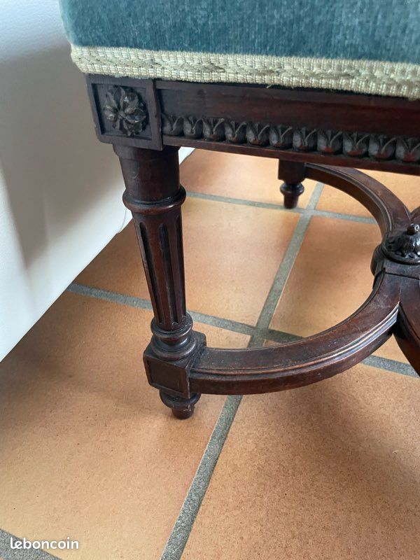 Tabouret velours bleu vintage (image 4)