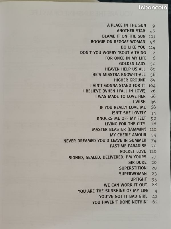 Recueil de partitions du chanteur Stevie Wonder «The Stevie Wonder collection» (image 3)