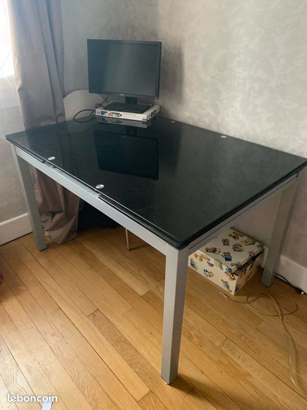 Table rallonge en verre - noire (image 2)