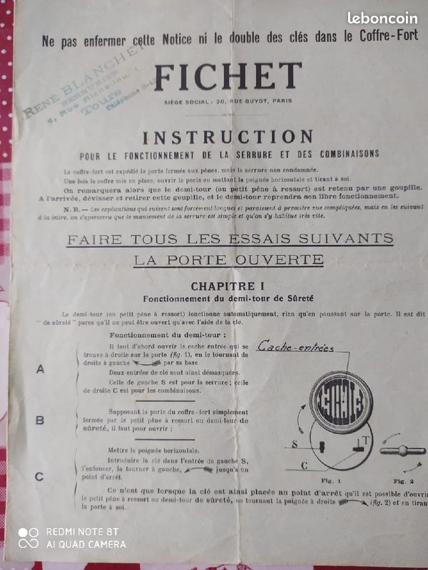 Coffre fort ancien 1920 (image 3)