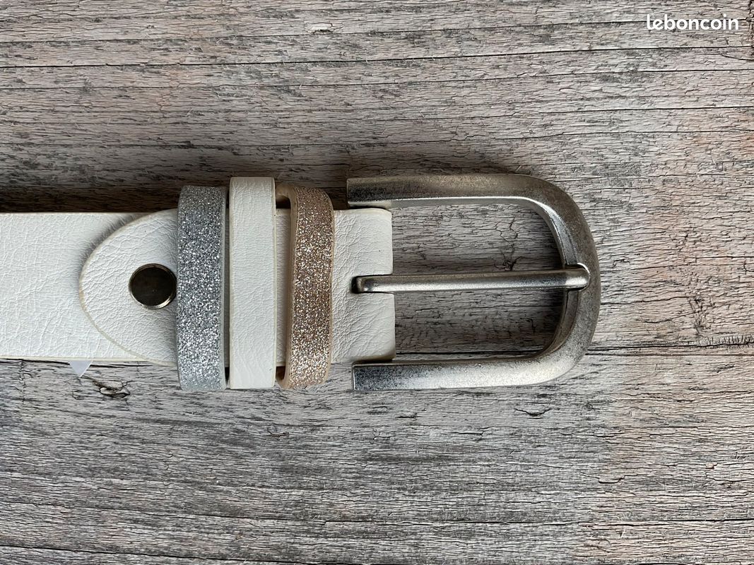 Ceinture croûte de cuir de vachette blanc T85 (image 2)