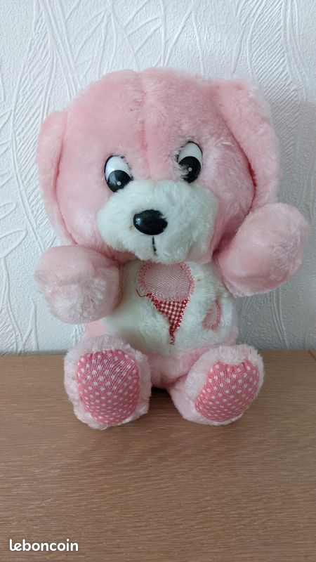 Peluche ours rose et blanc de bonne taille (image 1)