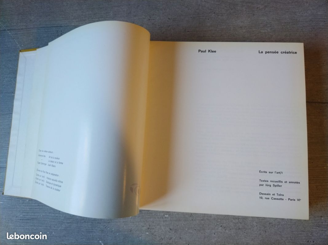 Livre rare " Écrits sur l'art : La pensée créatrice " Paul Klee 1973 (image 2)