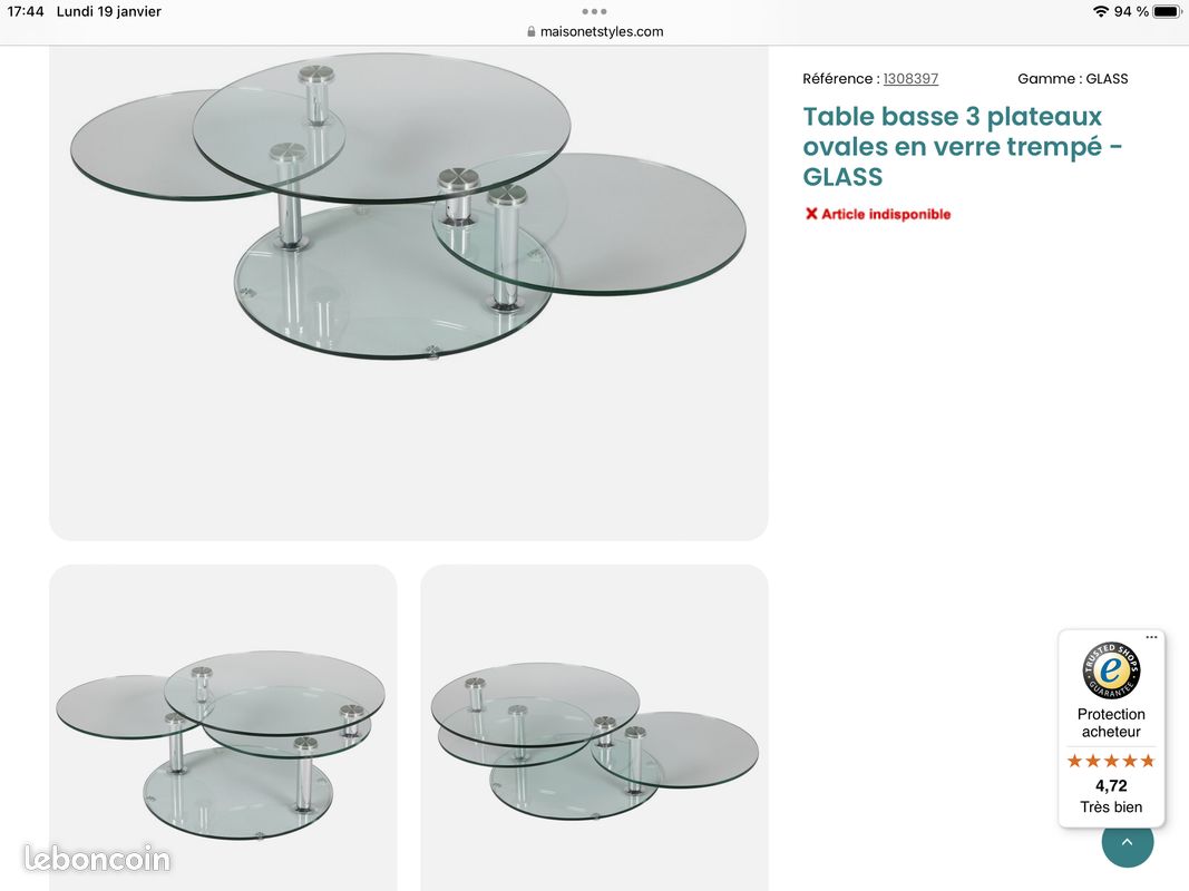 Table de salon en verre (image 11)
