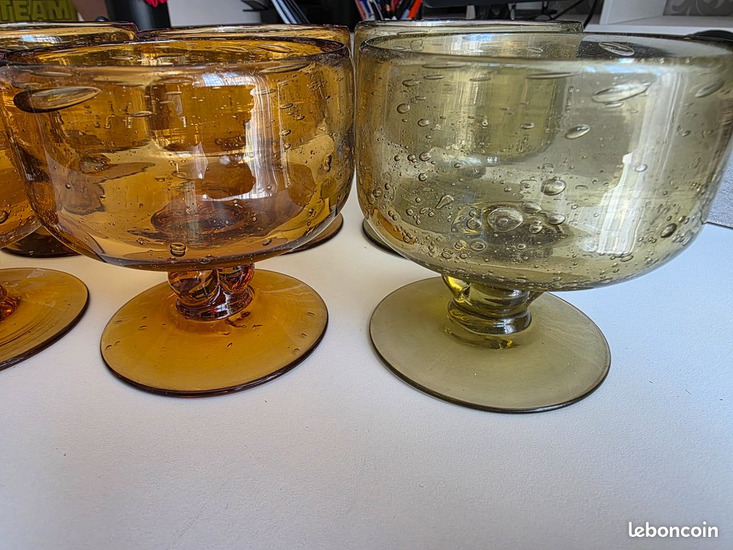 Lot de 10 coupes en verre soufflé Biot (image 2)