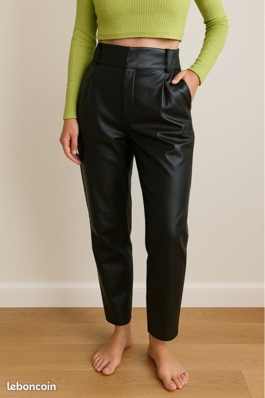 Pantalon En Cuir Style Zara - Taille M - Noir - Neuf Sans Étiquettes - Look Tendance